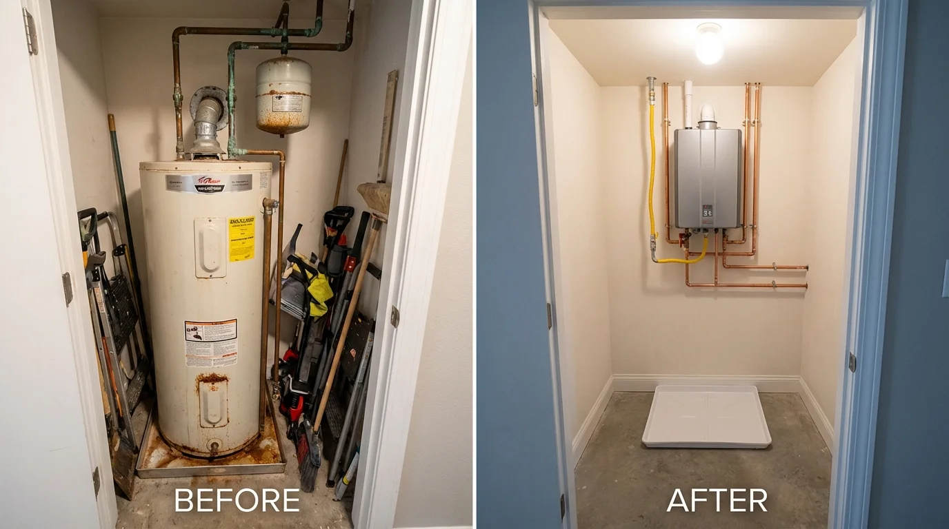 Tank water heater versus wall-mounted tankless unit comparison for Port Hueneme, CA homeowners