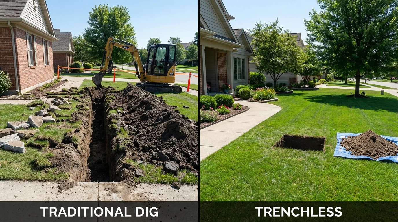 Trenchless sewer repair with minimal yard damage versus traditional excavation in Port Hueneme, CA